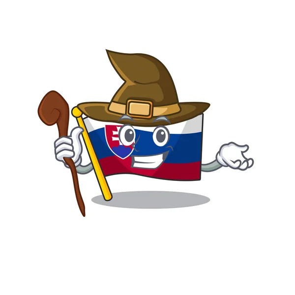 Witch bandeira eslováquia isolado no desenho animado —  Vetores de Stock