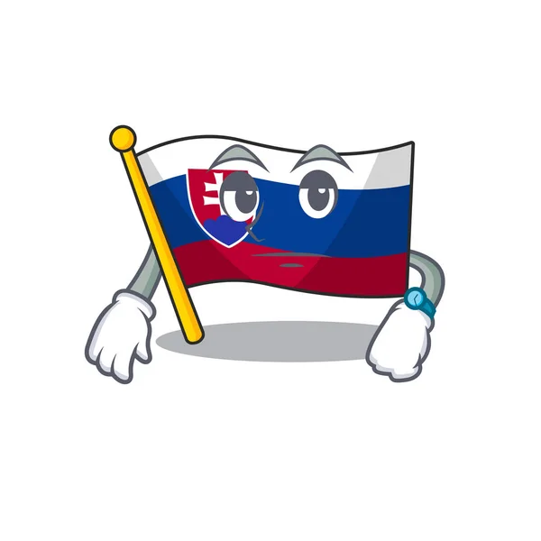 En attendant drapeau slovaquie plié le tiroir de dessin animé — Image vectorielle