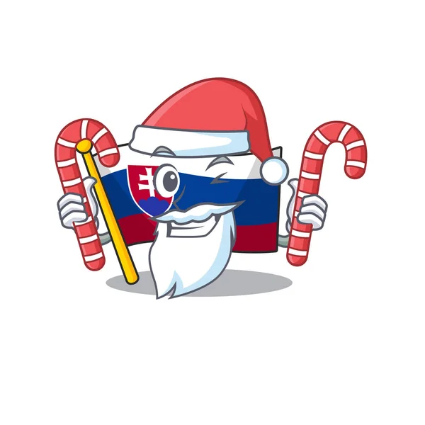 Weihnachtsmann mit Süßigkeitenfahne Slowakei faltete die Cartoon-Schublade — Stockvektor