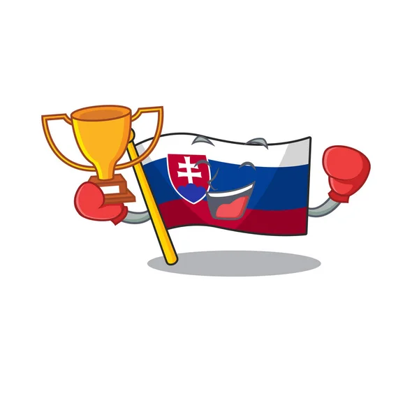 Boxing winner flag slovakia folded the cartoon drawer — Stock Vector