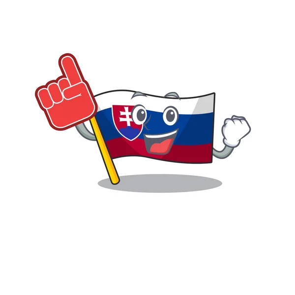 Foam finger flag slovakia folded the cartoon drawer — Stock Vector