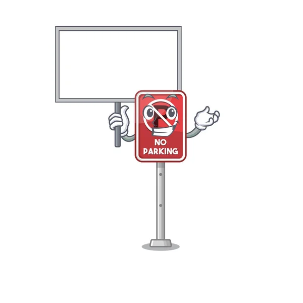 Traga placa sem estacionamento mascote em forma de desenho animado — Vetor de Stock