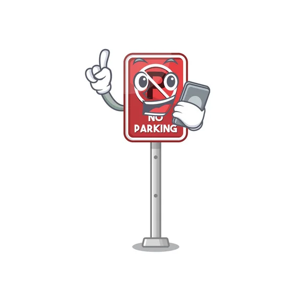 Met telefoon geen parkeer mascotte gevormd op Cartoon — Stockvector