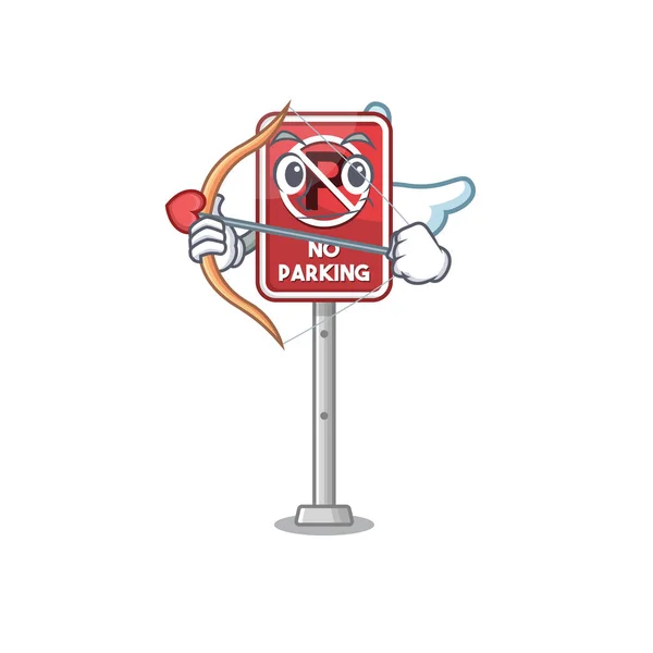 Cupid geen parkeer mascotte gevormd op Cartoon — Stockvector