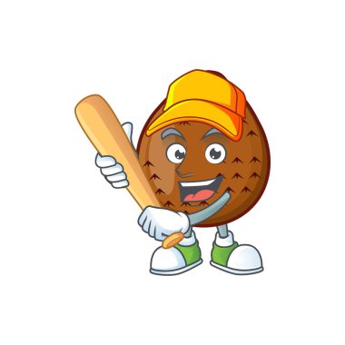 Maskot ile beyzbol meyve çizgi film karakteri oynamak