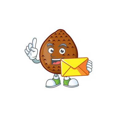 Karakter maskotu ile zarf tatlı çizgi film ile