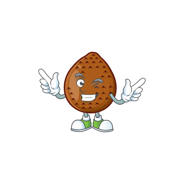 Wink dolce salak cartone animato con personaggio mascotte — Vettoriale Stock