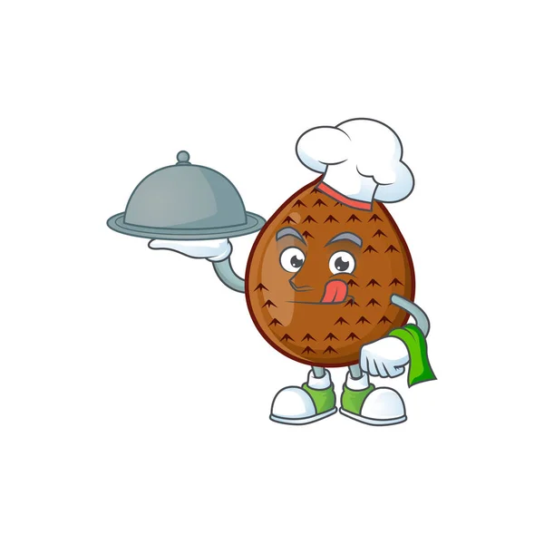 Chef con comida fresca mascota salak para alimentos saludables — Vector de stock