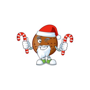 Beyaz arka plan üzerinde şeker meyve karakteri ile Santa