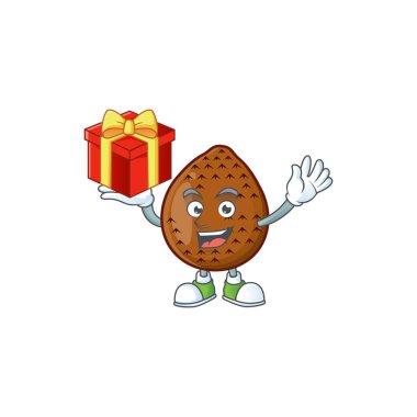 Beyaz arka planda hediye meyve karakteri getirin