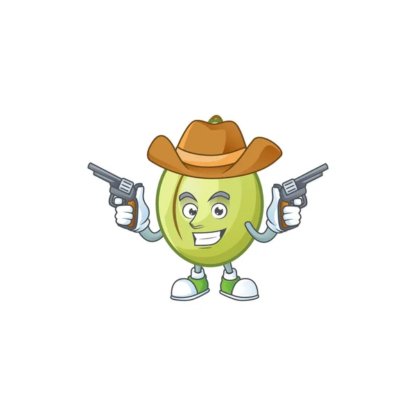 Cowboy gubinge fruit cartoon for harvest symbol — Stock Vector