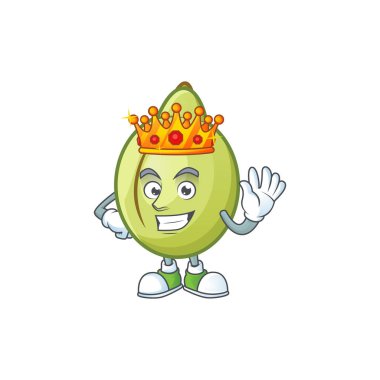 Kral taze gubinge çizgi film karakteri maskot tarzı.