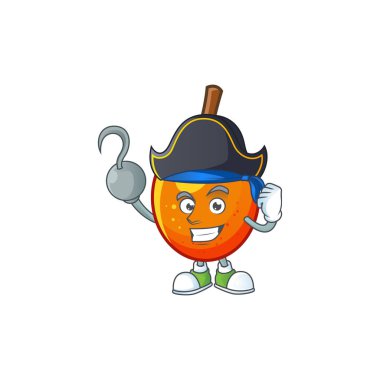Karakter karikatür maskotu ile Korsan jocote meyve.