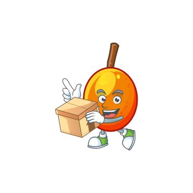 Karikatür kutu taze jocote karakter maskotu ile