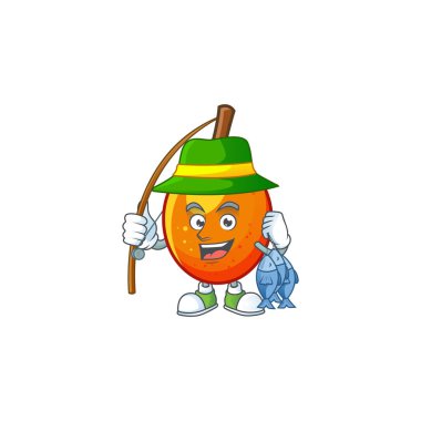 Tasarım için Balıkçılık tropikal jocote meyve karikatür