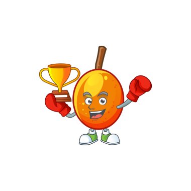 Beyaz arka planda boks kazanan ham jocote karikatür