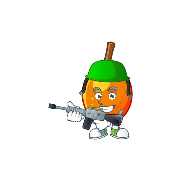 Armée fruits jocote avec mascotte de dessin animé personnage . — Image vectorielle