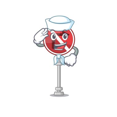 Denizci maskot ile izole hiçbir sağ dönüş