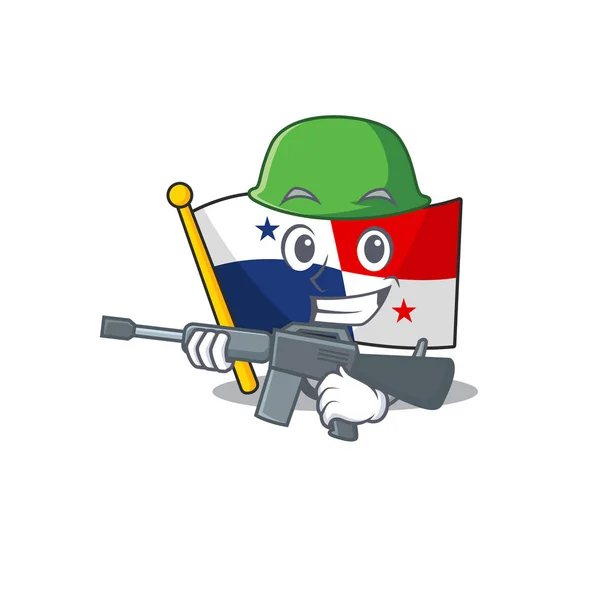 Bandeira do panamá do exército içada no mastro da mascote —  Vetores de Stock