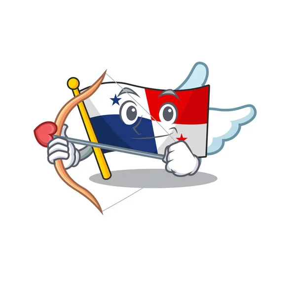 Cupid panama bayrağı maskot direğine çekildi — Stok Vektör