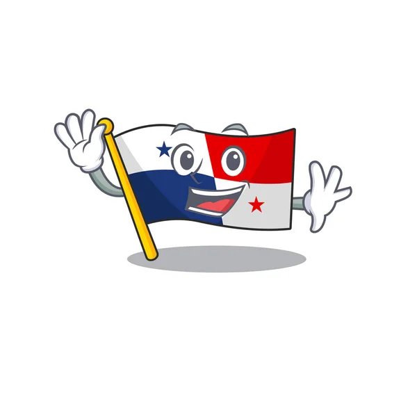 Acenando personagem panamá bandeira em forma de desenho animado — Vetor de Stock