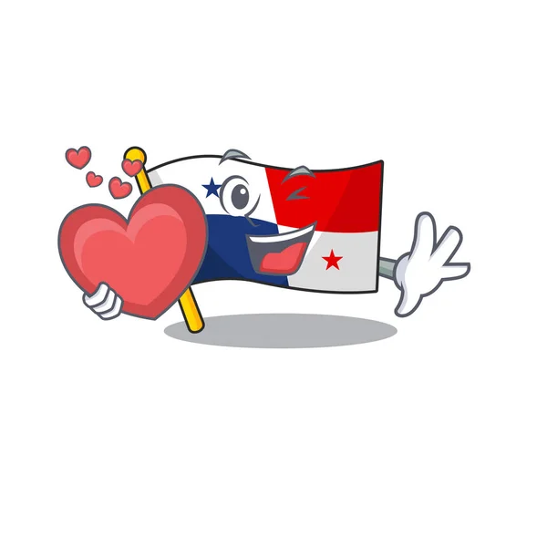 与心脏标志巴拿马孤立的卡通 — 图库矢量图片