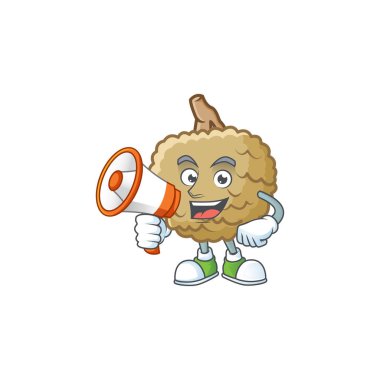 Tasarım karakteri için megafon tatlı marolo meyve ile