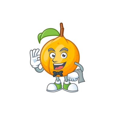 Maskot ile Garson bütün hindistan cevizi karakter karikatür