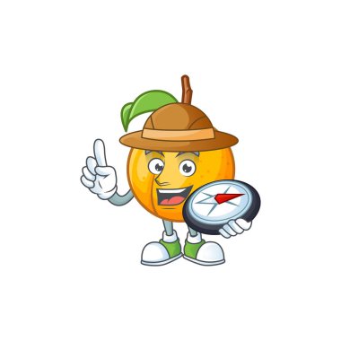 Maskot vektör illüstrasyon ile Explorer tüm hindistan cevizi karakter karikatür