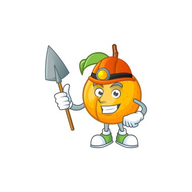 Maskot ile Madenci bütün hindistan cevizi karakter karikatür