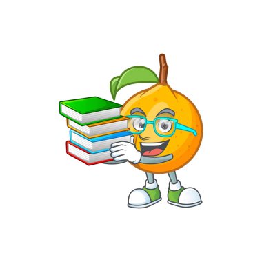 Beyaz arka plan üzerinde kitap tohumları hindistan cevizi karikatür ile Öğrenci