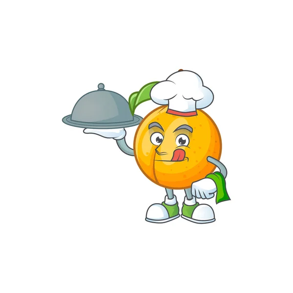 Chef con comida entera nuez moscada personaje de dibujos animados con la mascota — Vector de stock