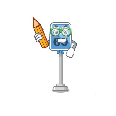 Karikatür yol kenarında öğrenci hız sınırı