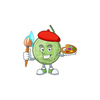 Diyet için ressam meyve kavun karikatür maskot