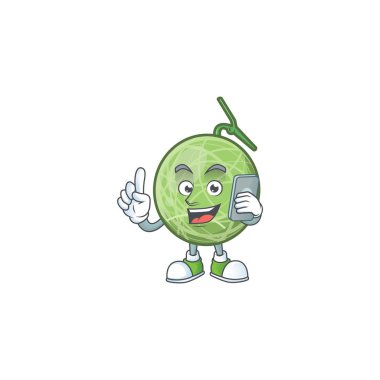 Diyet için telefon meyve kavun karikatür maskot ile