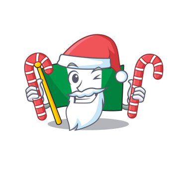 Karikatür çekmecesinde katlanmış şeker nijerya bayrağı ile Santa