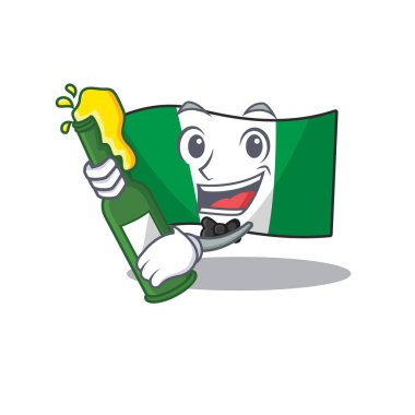 Karikatür çekmecesinde katlanmış bira nijerya bayrağı ile