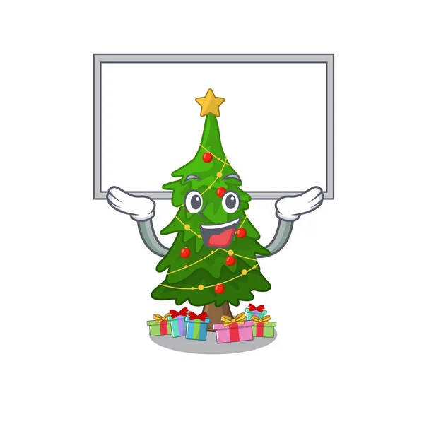 Subir tabla árbol de navidad forma de dibujos animados un personaje — Vector de stock