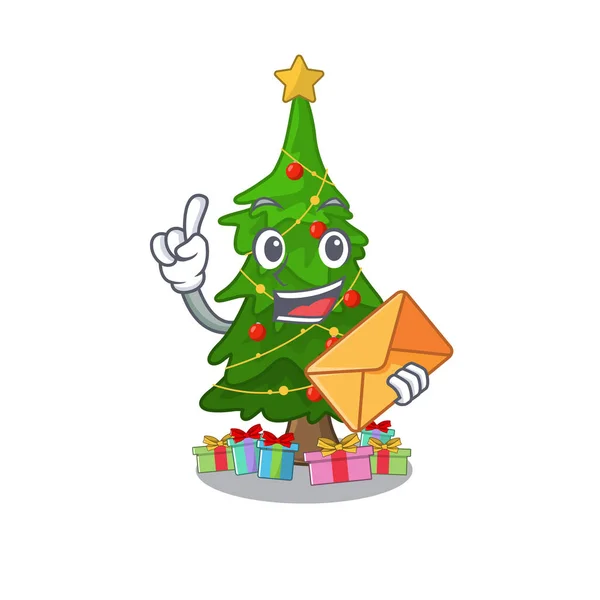 Con sobre árbol de Navidad aislado con la mascota — Archivo Imágenes Vectoriales