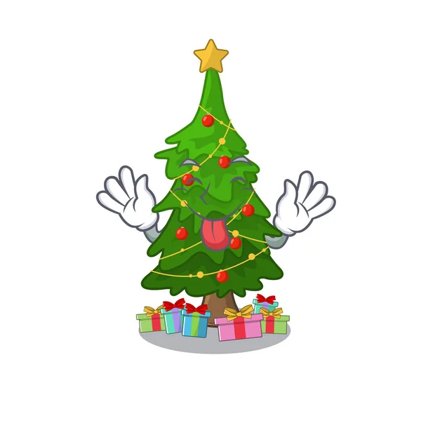 舌头出圣诞树玩具塑造了一个字符 — 图库矢量图片