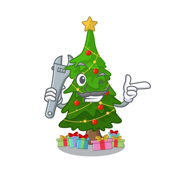 Mechaniker-Weihnachtsbaumspielzeug formte einen Charakter — Stockvektor