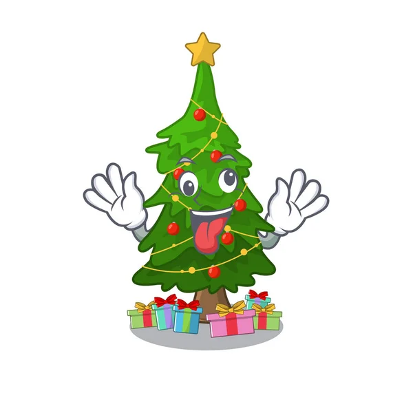 Crazy christmas tree toy shaped a character — Stock Vector