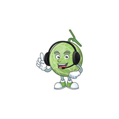 Meyve logosu için kulaklık tasarımı kavun çizgi film karakteri ile.