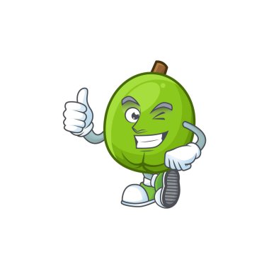 Beyaz arka plan üzerinde taze casimiroa maskotu kadar Thumbs.