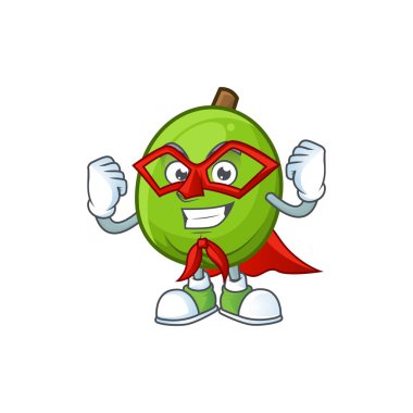 Süper kahraman beyaz arka plan üzerinde taze casimiroa maskotu.