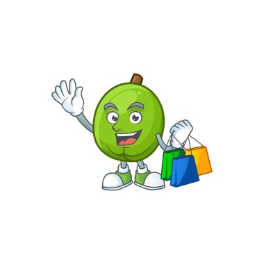Beyaz arka plan üzerinde Alışveriş taze casimiroa maskotu.