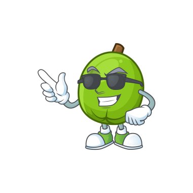 Beyaz arka plan üzerinde Süper serin taze casimiroa maskotu.