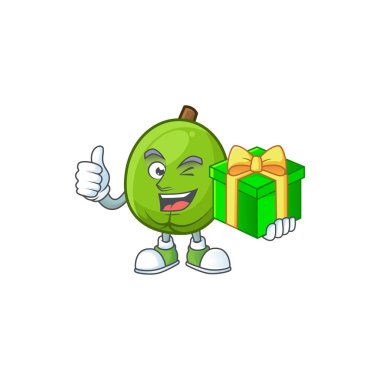 Maskot ile hediye casimiroa meyve çizgi film karakteri ile