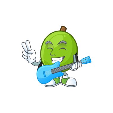Maskot ile gitar casimiroa meyve çizgi film karakteri ile