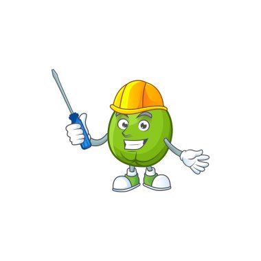 Karikatür maskot tarzı ile Otomotiv casimiroa meyve.